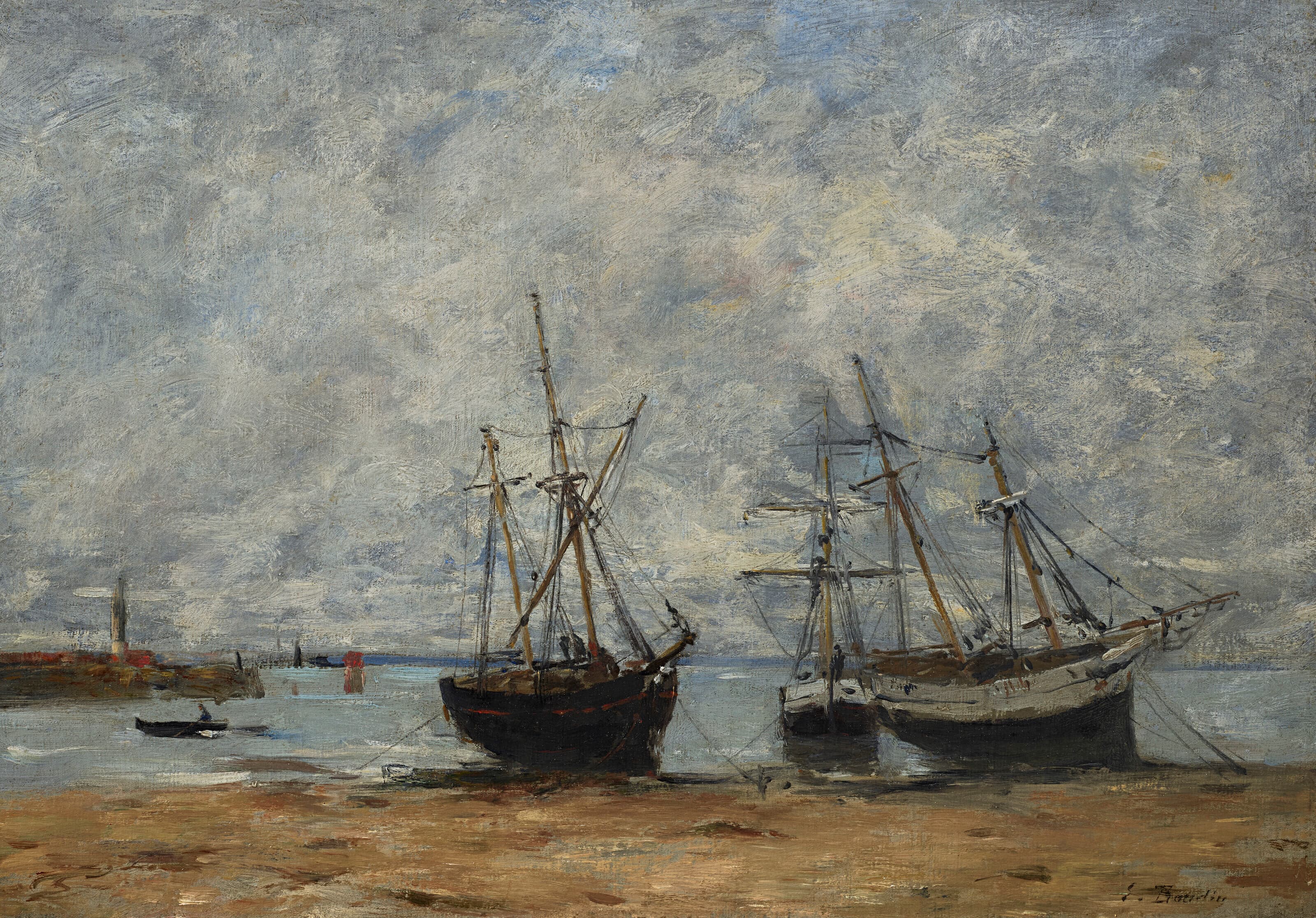 Portrieux, le port à marée basse — Eugène Boudin